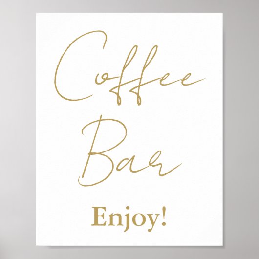 Modern minimalistisch script bruiloft koffie bar t poster (Voorkant)