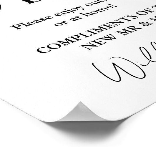 Modern minimalistisch script bruiloft sigaar bar t poster (Hoek)