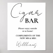 Modern minimalistisch script bruiloft sigaar bar t poster (Voorkant)