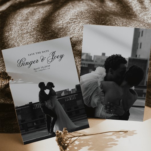 Modern Minimalistisch Script Bruiloft Sla de datum Kaart