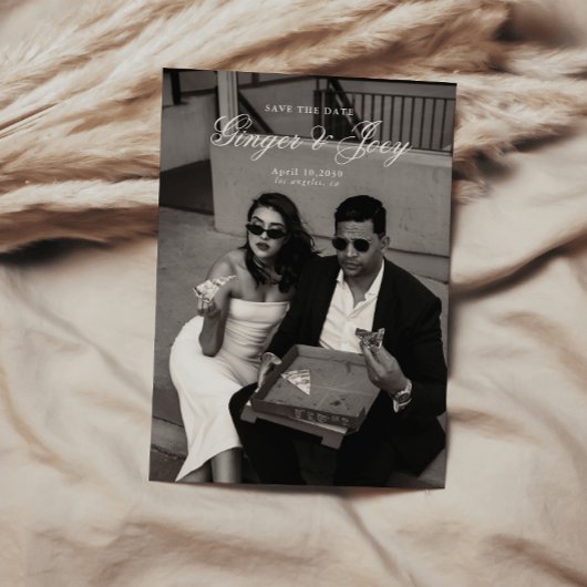 Modern Minimalistisch Script Bruiloft Sla de datum Kaart