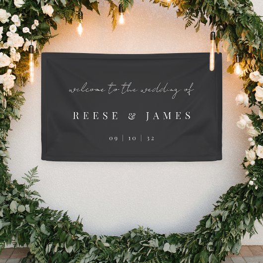 Modern minimalistisch script bruiloft Welkom Spandoek