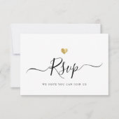 Modern minimalistisch script chic Gold Wedding RSV RSVP Kaartje (Voorkant)
