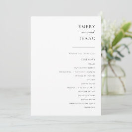 Modern minimalistisch script chic Wedding Program