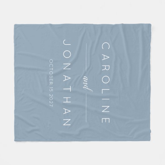 Modern Minimalistisch Script Custom Wedding Dusty  Fleece Deken (Voorkant (Horizontaal))