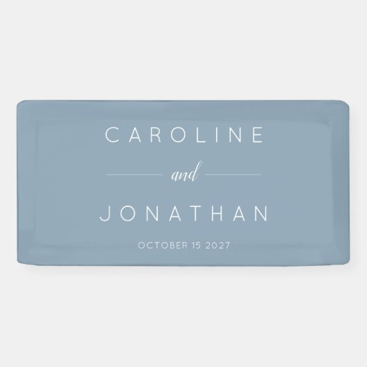 Modern Minimalistisch Script Custom Wedding Dusty  Spandoek (Horizontaal)