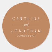 Modern Minimalistisch Script Custom Wedding Terrac Ronde Sticker (Voorkant)