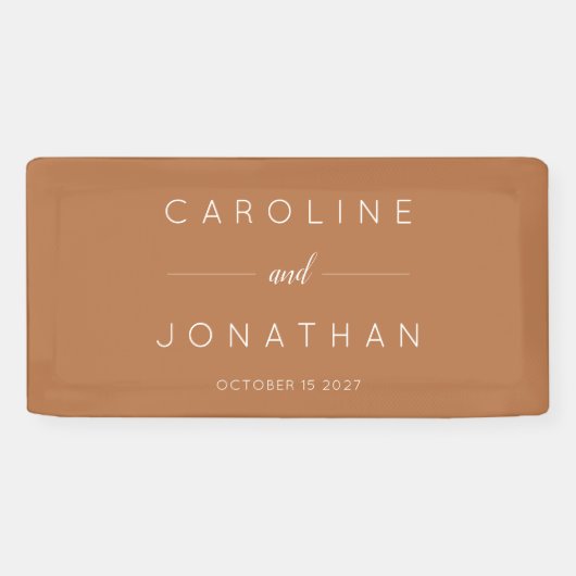 Modern Minimalistisch Script Custom Wedding Terrac Spandoek (Horizontaal)