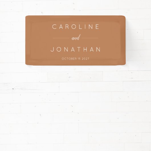Modern Minimalistisch Script Custom Wedding Terrac Spandoek (Insitu)
