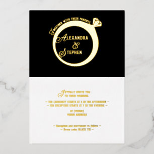 Modern minimalistisch script Diamond Wedding Gold Folie Uitnodiging