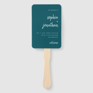 Modern minimalistisch script diep Blauwgroen Wed Handwaaier