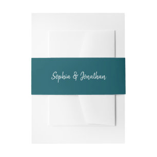 Modern minimalistisch script Diepe Blauwgroen br Uitnodigingen Wikkel