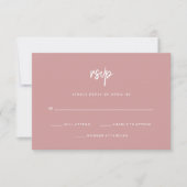 Modern minimalistisch script | Dusty Roos Wedding RSVP Kaartje (Voorkant)