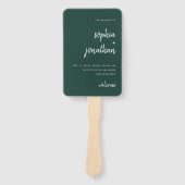 Modern minimalistisch script Emerald Green | Wedde Handwaaier (Voorkant)