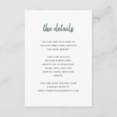 Modern minimalistisch script Emerald | Weddengegev Informatiekaartje (Voorkant)