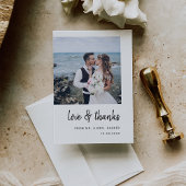 Modern minimalistisch script en twee foto's | Wedd Bedankkaart