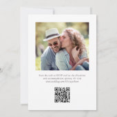 Modern minimalistisch script foto QR code bruiloft Kaart (Achterkant)