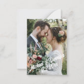 modern minimalistisch script foto rsvp bruiloft notitiekaartje (Achterkant)