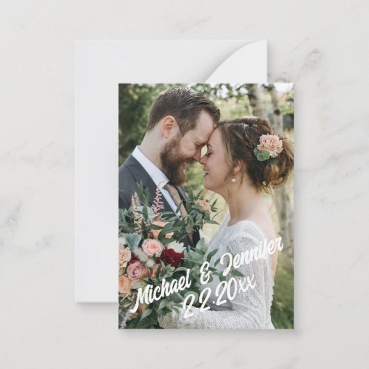 modern minimalistisch script foto rsvp bruiloft notitiekaartje (Achterkant)