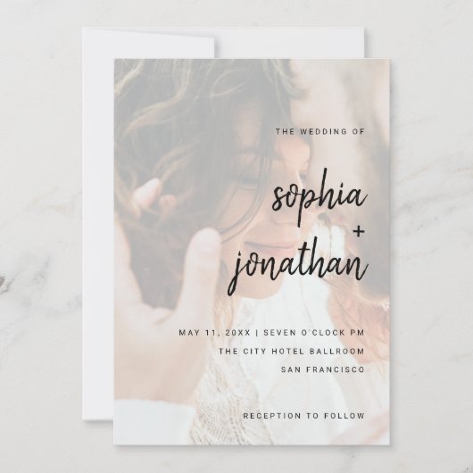 Modern minimalistisch script | Fotobruiloft Kaart (Voorkant)