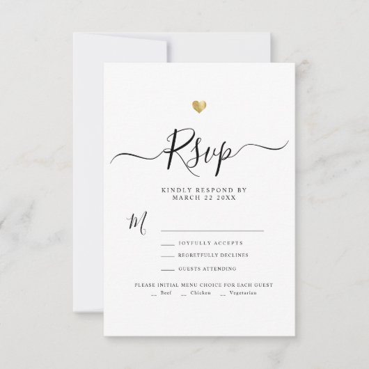 Modern minimalistisch script Gold Wedding RSVP Kaartje (Voorkant)
