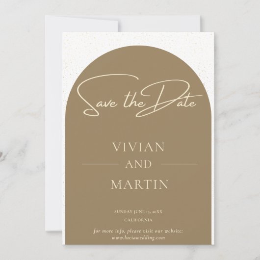 Modern minimalistisch script Golden Dust Save the  Kaart (Voorkant)
