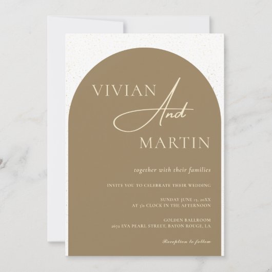 Modern minimalistisch script Golden Dust Wedding Kaart (Voorkant)