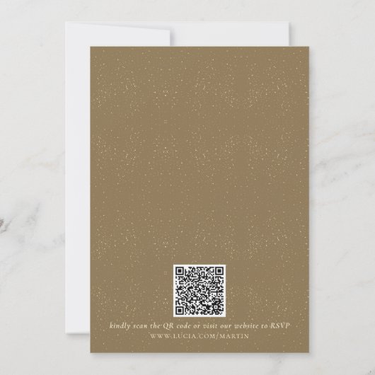 Modern minimalistisch script Golden Dust Wedding Kaart (Achterkant)