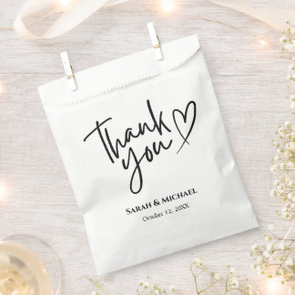 Modern Minimalistisch Script Hart Dank u bruiloft Bedankzakje