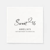 Modern minimalistisch script Heart Sweet 16 Servet (Voorkant)