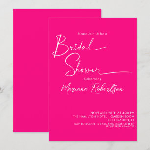 Modern minimalistisch script helder roze Vrijgezel Kaart
