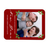 Modern minimalistisch script Holly Photo nieuwjaar Magneet (Horizontaal)
