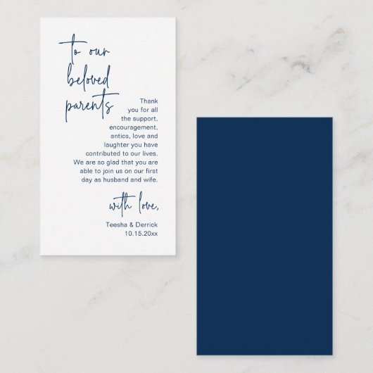 Modern minimalistisch script, huwelijk bedankt informatiekaartje (Voorkant / Achterkant)