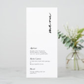 Modern minimalistisch script huwelijksmenu menu (Staand voorkant)