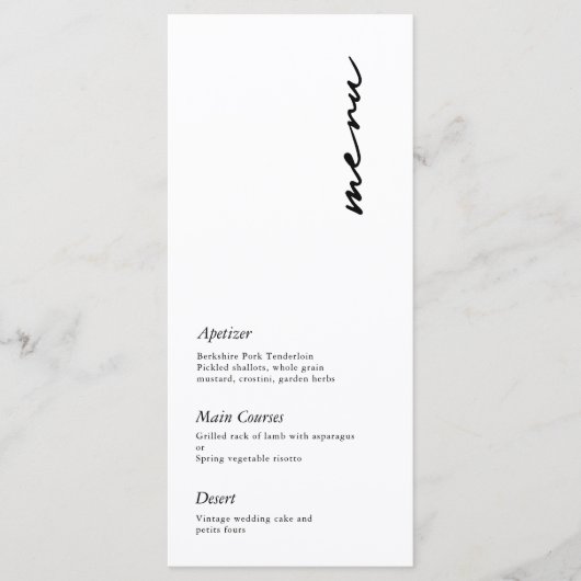 Modern minimalistisch script huwelijksmenu menu (Voorkant)