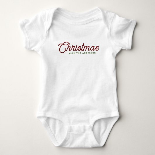 Modern minimalistisch script kerst familienaam romper (Voorkant)