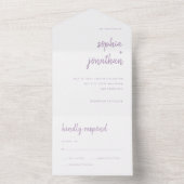 Modern minimalistisch script lavendel | Bruiloft All In One Uitnodiging (Binnen)