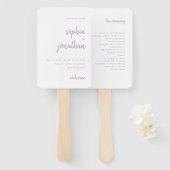 Modern minimalistisch script lavendel | Bruiloft Handwaaier (Voorkant en achterkant)