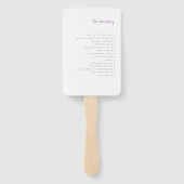 Modern minimalistisch script lavendel | Bruiloft Handwaaier (Achterkant)