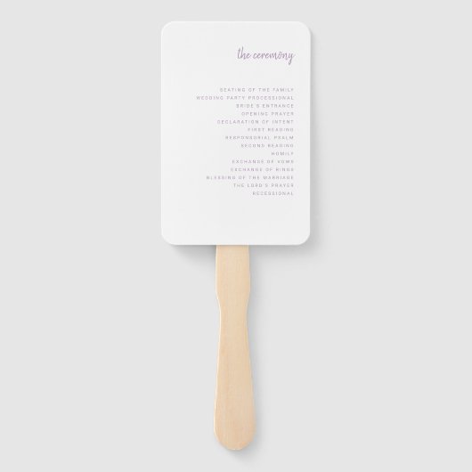 Modern minimalistisch script lavendel | Bruiloft Handwaaier (Achterkant)