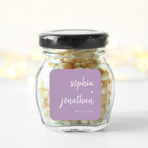 Modern minimalistisch script lavendel   Bruiloft Vierkante Sticker
