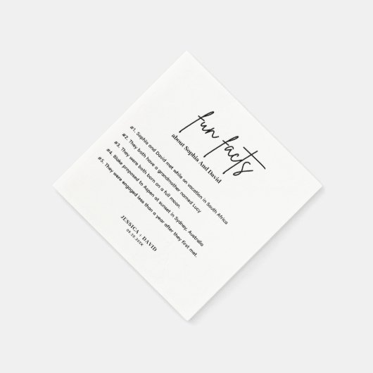 Modern Minimalistisch Script Leuke Feiten Bruiloft Servet (Hoek)