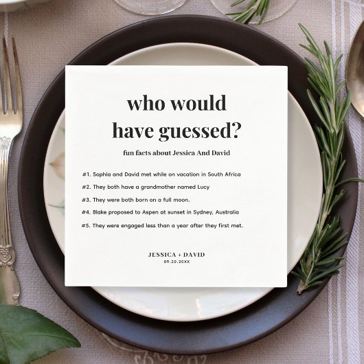 Modern Minimalistisch Script Leuke Feiten Bruiloft Servet