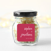 Modern minimalistisch script magenta Red | Weddens Vierkante Sticker