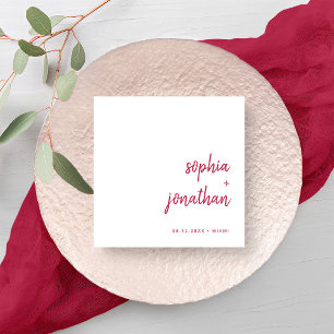 Modern minimalistisch script   Magenta Red Wedding Servet