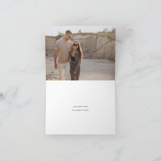 Modern minimalistisch script "met dankbaarheid" fo bedankkaart (Binnen)