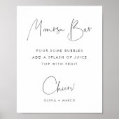 Modern Minimalistisch Script Mimosa Bar Sign Poster (Voorkant)