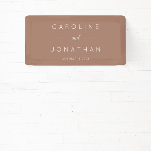 Modern minimalistisch script MochaCustom Wedding Spandoek (Insitu)
