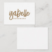 Modern minimalistisch script Monogram Gold Black Notitiekaartje (Voorkant / Achterkant)