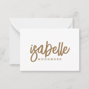 Modern minimalistisch script Monogram Gold Black Notitiekaartje